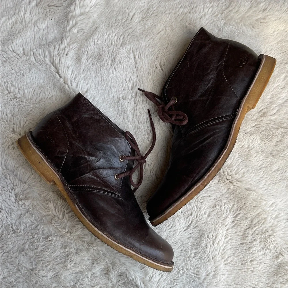 Men's Leighton Chukka Boots in brown leather size 10 - Picture 3 of 12